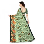 Women's Faux Georgette Saree With Blouse (Light Green, 5-6Mtrs)