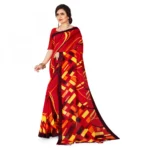 Women's Faux Georgette Saree With Blouse (Red, 5-6Mtrs)