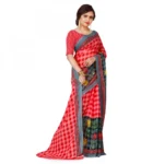 Women's Faux Georgette Saree With Blouse (Red, 5-6Mtrs)