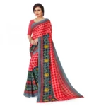 Women's Faux Georgette Saree With Blouse (Red, 5-6Mtrs)