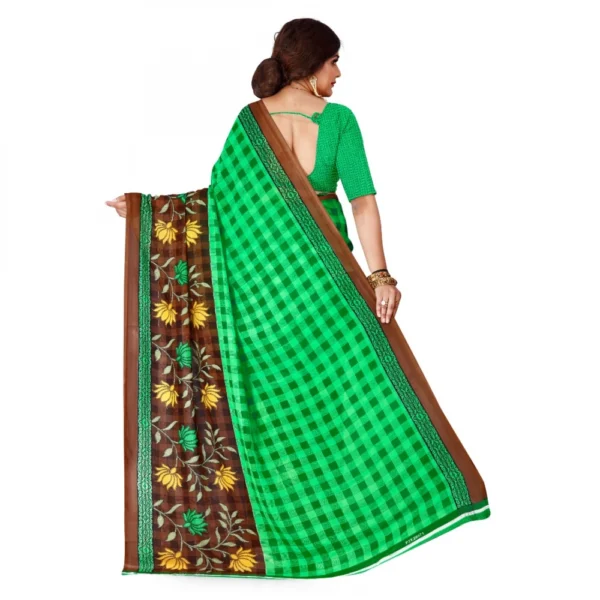 Women's Faux Georgette Saree With Blouse (Green, 5-6Mtrs)