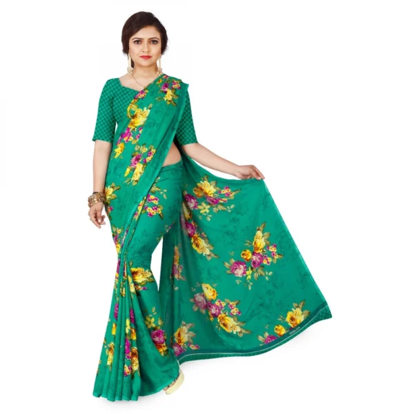 Women's Faux Georgette Saree With Blouse (Rama, 5-6Mtrs)