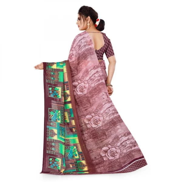 Women's Faux Georgette Saree With Blouse (Purple, 5-6Mtrs)