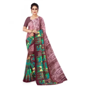 Women's Faux Georgette Saree With Blouse (Purple, 5-6Mtrs)