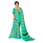 Women's Faux Georgette Saree With Blouse (Green, 5-6Mtrs)