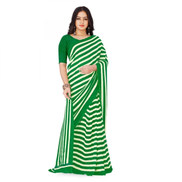 Women's Faux Georgette Saree With Blouse (Green, 5-6Mtrs)