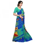 Women's Faux Georgette Saree With Blouse (Blue, 5-6Mtrs)