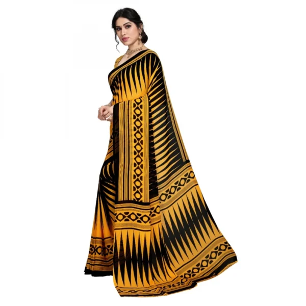 Women's Faux Georgette Saree With Blouse (Yellow, 5-6Mtrs)