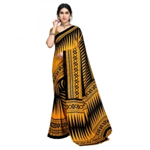 Women's Faux Georgette Saree With Blouse (Yellow, 5-6Mtrs)
