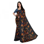 Women's Faux Georgette Saree With Blouse (Brown, 5-6Mtrs)