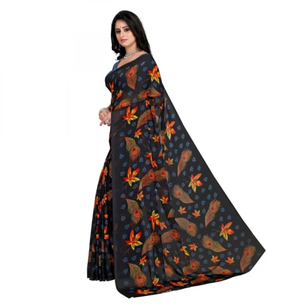 Women's Faux Georgette Saree With Blouse (Brown, 5-6Mtrs)