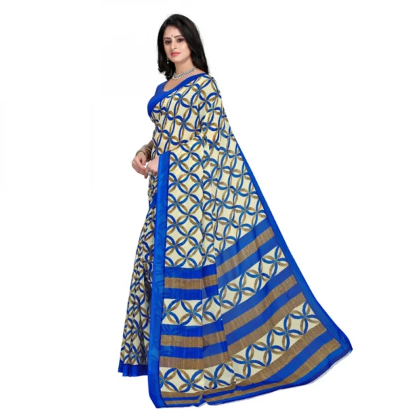 Women's Faux Georgette Saree With Blouse (Blue, 5-6Mtrs)