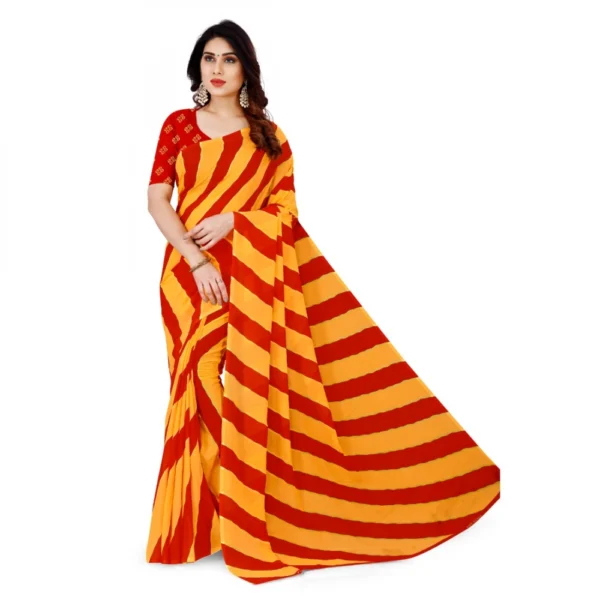 Women's Faux Georgette Saree With Blouse (Orange, 5-6Mtrs)