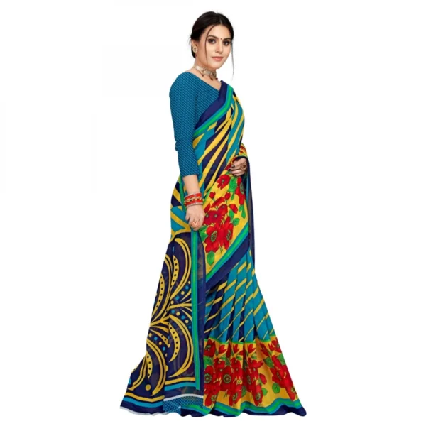 Women's Faux Georgette Saree With Blouse (Multicolor, 5-6Mtrs)
