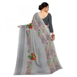 Women's Faux Georgette Saree With Blouse (Grey, 5-6Mtrs)