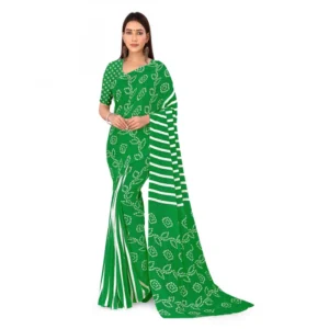 Women's Faux Georgette Saree With Blouse (Green, 5-6Mtrs)