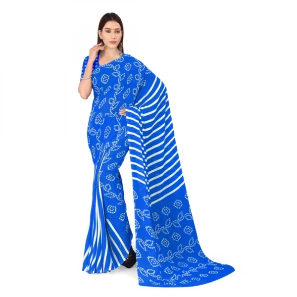 Women's Faux Georgette Saree With Blouse (Blue, 5-6Mtrs)