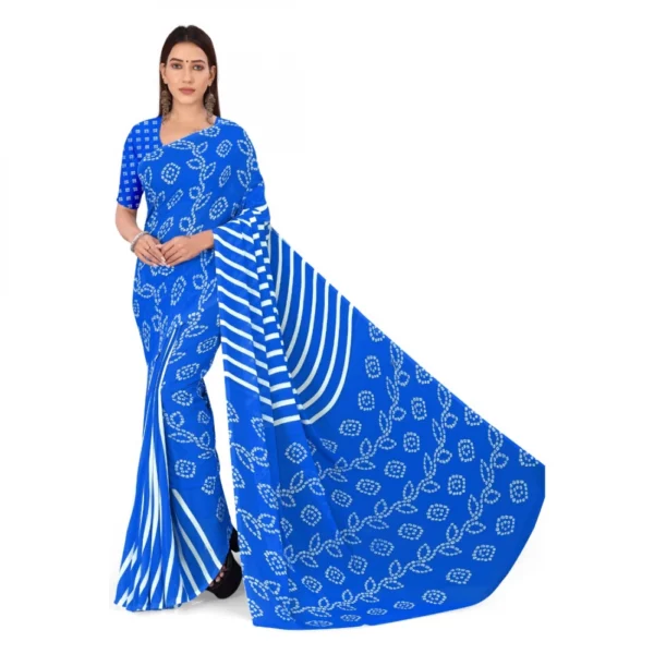 Women's Faux Georgette Saree With Blouse (Blue, 5-6Mtrs)