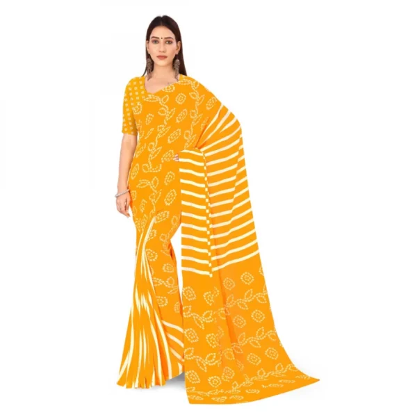 Women's Faux Georgette Saree With Blouse (Yellow, 5-6Mtrs)