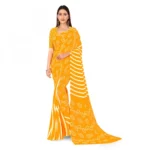 Women's Faux Georgette Saree With Blouse (Yellow, 5-6Mtrs)