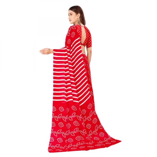 Women's Faux Georgette Saree With Blouse (Red, 5-6Mtrs)