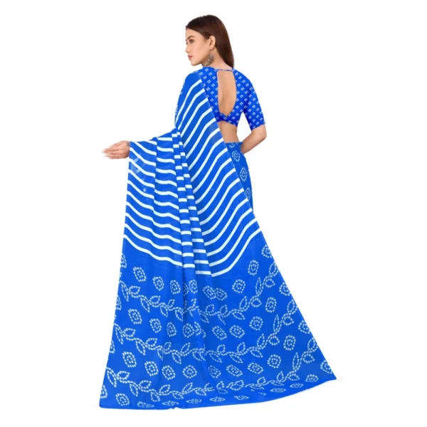 Women's Faux Georgette Saree With Blouse (Blue, 5-6Mtrs)