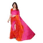 Women's Faux Georgette Saree With Blouse (Orange, 5-6Mtrs)