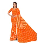 Women's Faux Georgette Saree With Blouse (Orange, 5-6Mtrs)