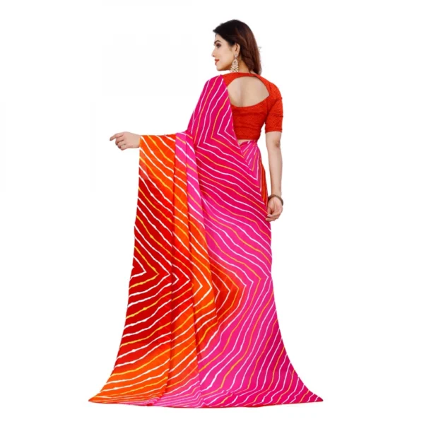 Women's Faux Georgette Saree With Blouse (Orange, 5-6Mtrs)