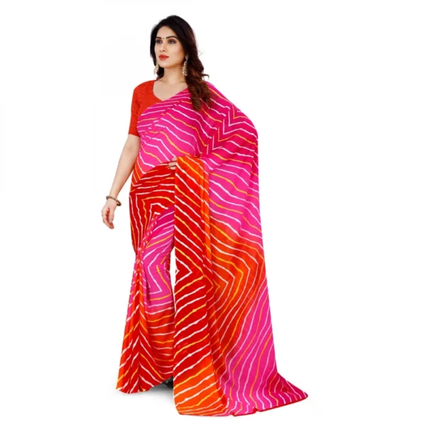 Women's Faux Georgette Saree With Blouse (Orange, 5-6Mtrs)