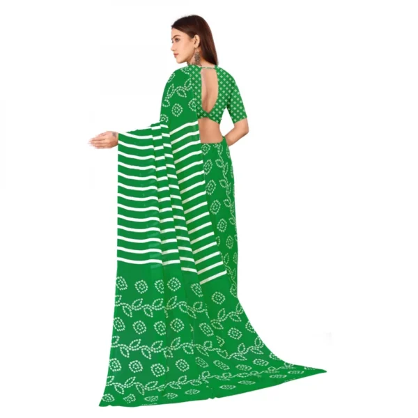 Women's Faux Georgette Saree With Blouse (Green, 5-6Mtrs)