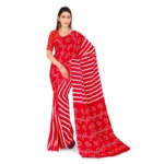 Women's Faux Georgette Saree With Blouse (Red, 5-6Mtrs)