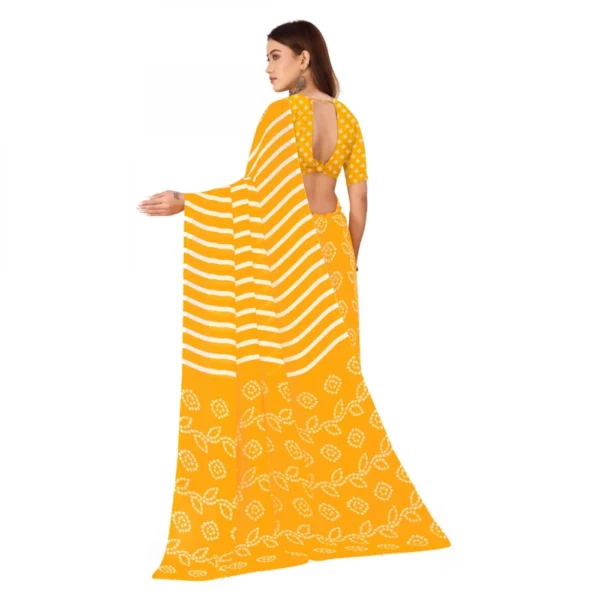 Women's Faux Georgette Saree With Blouse (Yellow, 5-6Mtrs)