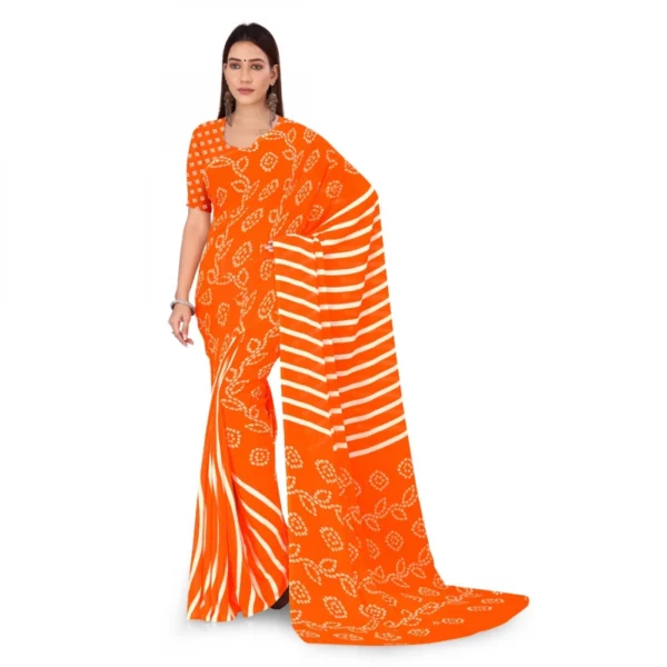 Women's Faux Georgette Saree With Blouse (Orange, 5-6Mtrs)