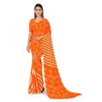 Women's Faux Georgette Saree With Blouse (Orange, 5-6Mtrs)