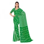 Women's Faux Georgette Saree With Blouse (Green, 5-6Mtrs)