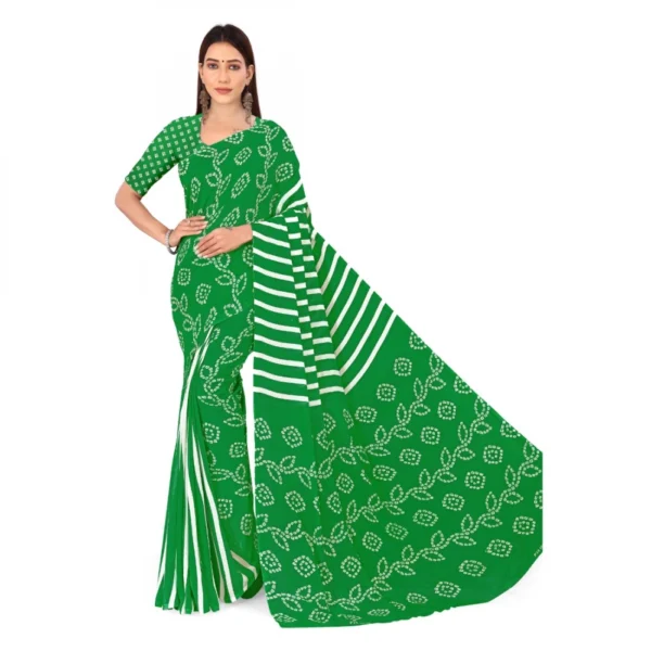 Women's Faux Georgette Saree With Blouse (Green, 5-6Mtrs)