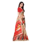 Women's Khadi Silk Saree With Blouse (Beige, 5-6mtrs)