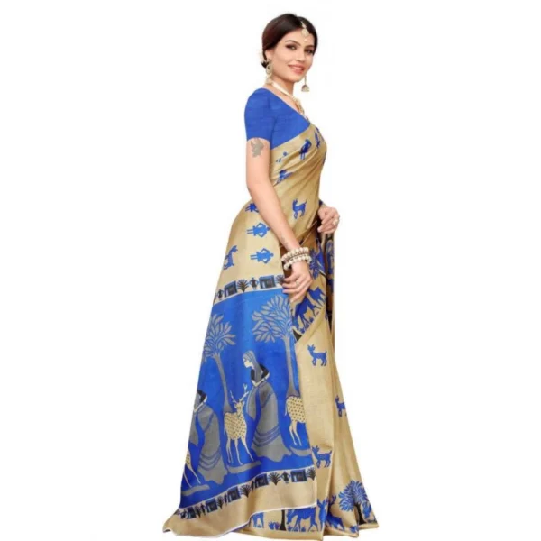 Women's Khadi Silk Saree With Blouse (Multicolor, 5-6mtrs)