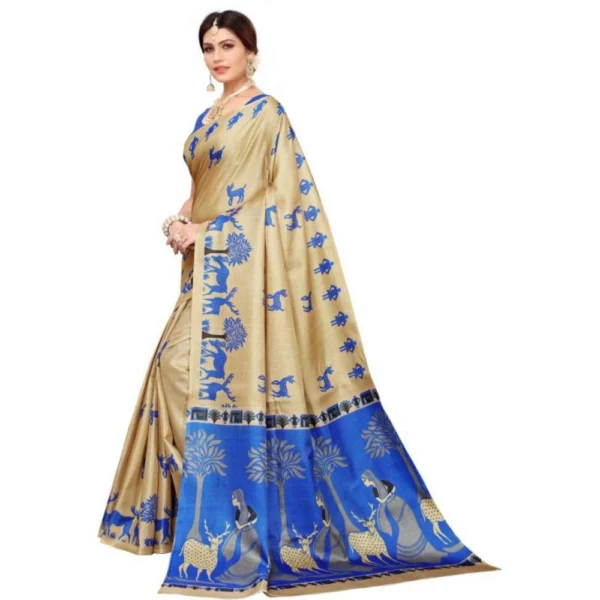 Women's Khadi Silk Saree With Blouse (Multicolor, 5-6mtrs)