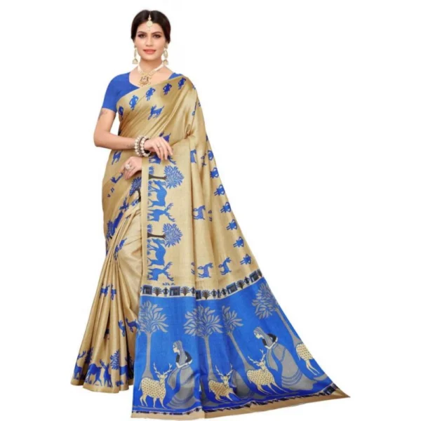 Women's Khadi Silk Saree With Blouse (Multicolor, 5-6mtrs)