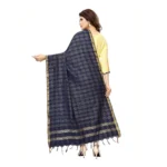 Women's Cotton Jari Woven Work Dupatta (Navy Blue, Length:2-2.4 mtr)