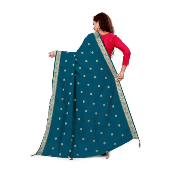 Women's Vichitra Viscose Silk Blend Jacquard Work Dupatta (Ferozi, Length:2-2.4 mtr)