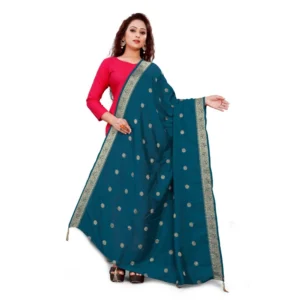 Women's Vichitra Viscose Silk Blend Jacquard Work Dupatta (Ferozi, Length:2-2.4 mtr)
