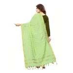 Women's Cotton Jari Woven Work Dupatta (Parrot Green, Length:2-2.4 mtr)