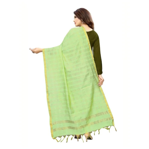 Women's Cotton Jari Woven Work Dupatta (Parrot Green, Length:2-2.4 mtr)