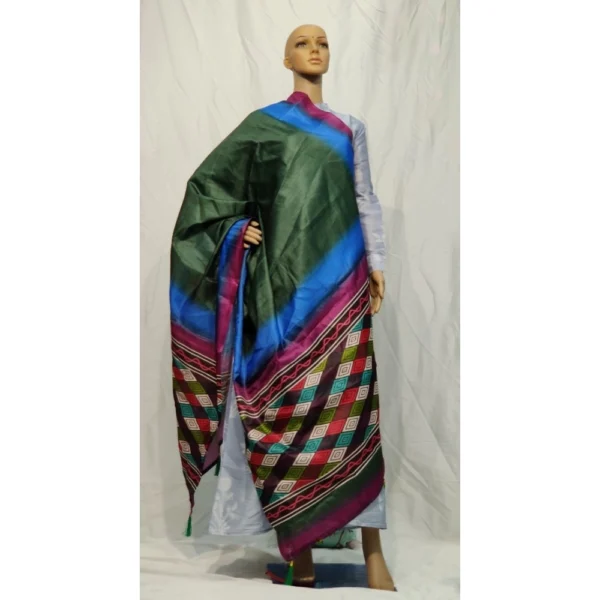 Women's Khadi Silk Digital Printed Dupatta (Green, Length:2-2.4 mtr)