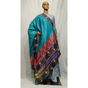 Women's Khadi Silk Digital Printed Dupatta (Sea Blue, Length:2-2.4 mtr)