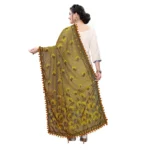 Women's Soft Terry lycra Jacquard Work Dupatta (Musterd Yellow, Length:2-2.4 mtr)