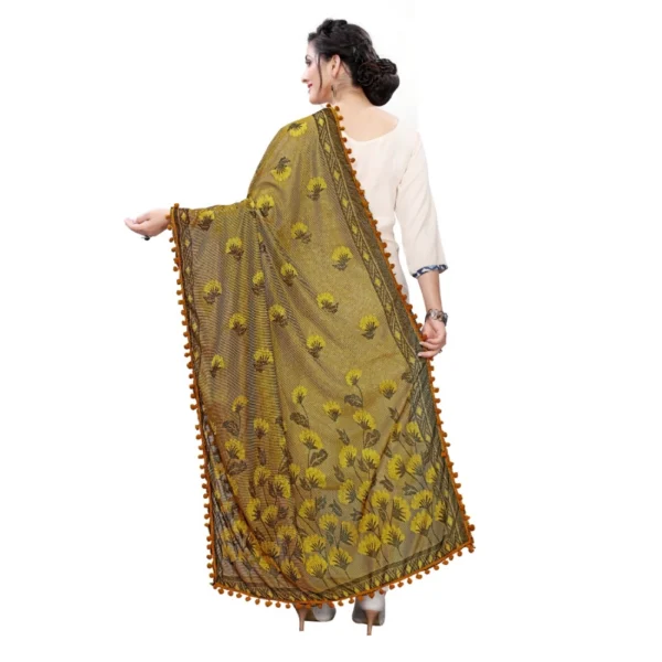 Women's Soft Terry lycra Jacquard Work Dupatta (Musterd Yellow, Length:2-2.4 mtr)